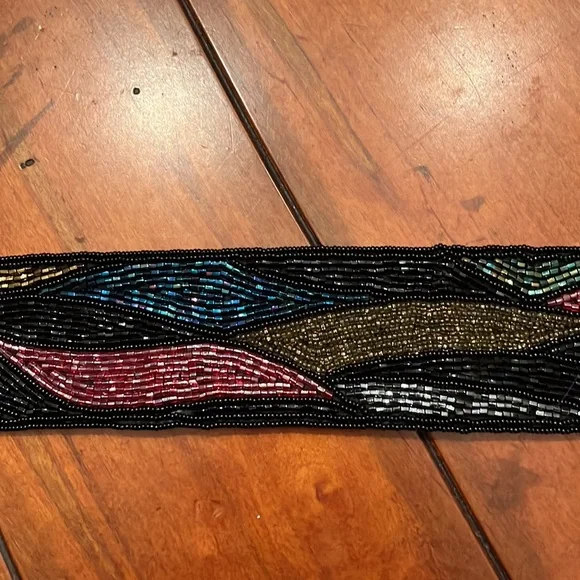 Vintage 80s ADG Fashion Imports Multi-colored Beaded Corded Belt 50" - Picture 2 of 8